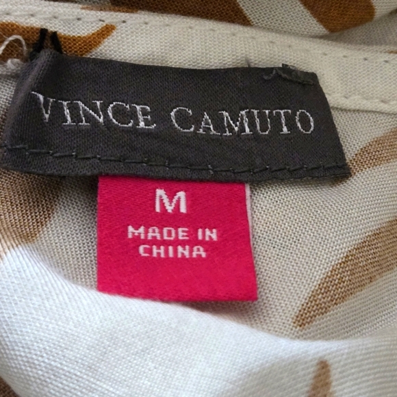 Vince Camuto Tropical Print Sleeveless Dress Maxi Taupe & White Women's M - FLAW - Picture 10 of 11